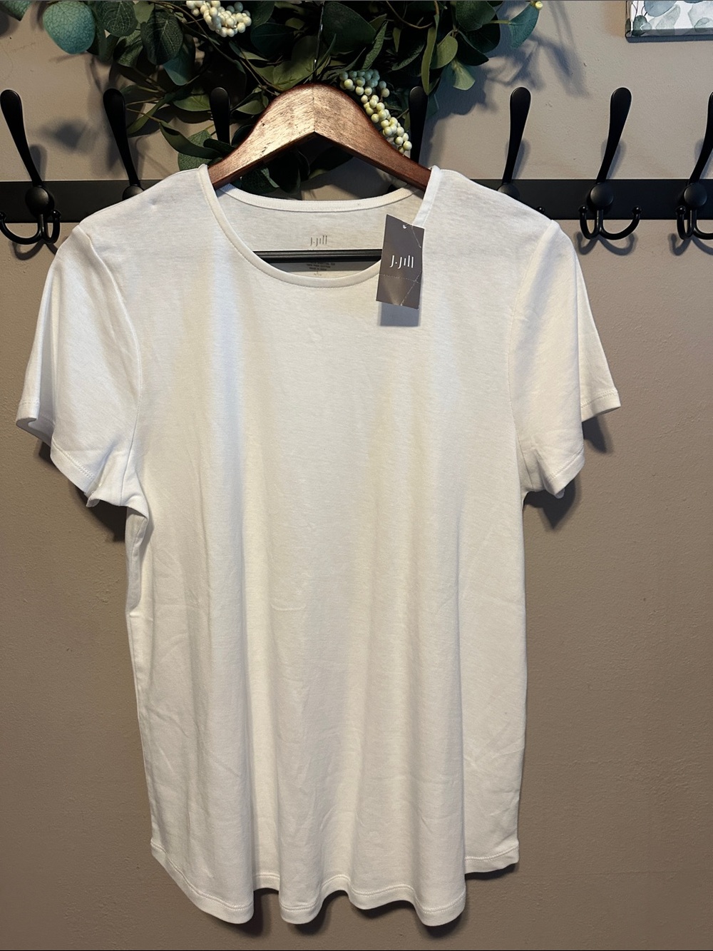 J. Jill White Short-Sleeve Crewneck Tee
